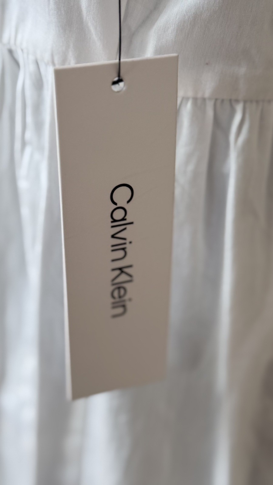 Calvin Klein White Collared Button Short Sleeve Maxi Shirt Dress 100% Cotton 6