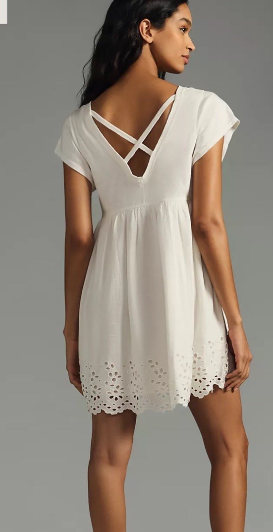 Daily Practice by Anthropologie Valensole Dress White Cotton Large Pockets Lined