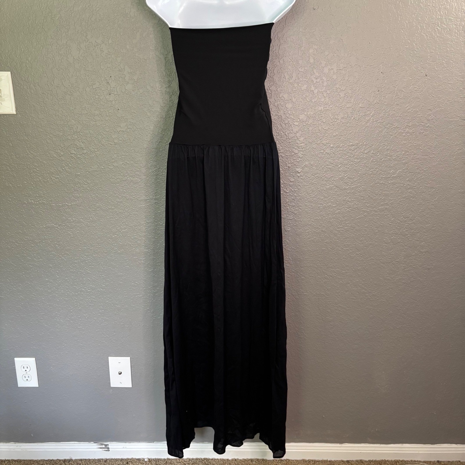 ERES Oda Black Strapless Maxi Dress T1 US S/M Made in France Luxury Minimalist