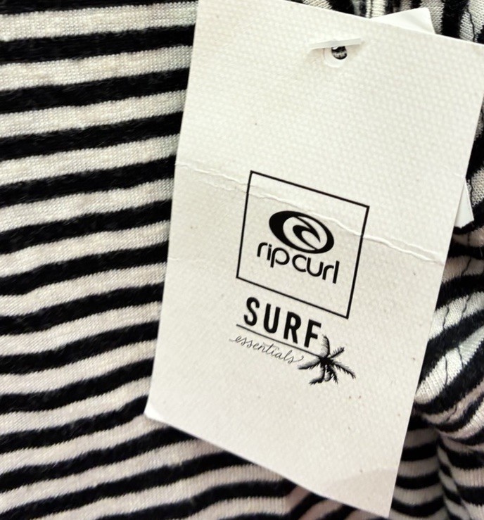 New Rip Curl Black Jersey Striped Dress Size L Festival Coastal Beach Midi