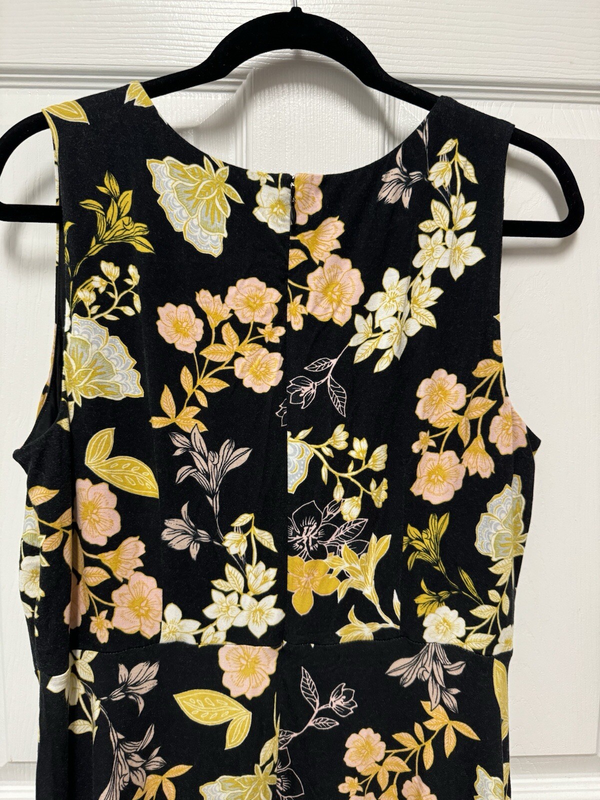 Loft Plus Size 16 Black Gold & Pink Floral Flare Sleeveless Dress