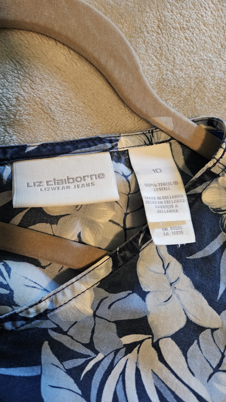 Liz Claiborne Navy Tropical Sleeveless Silky Dress 10