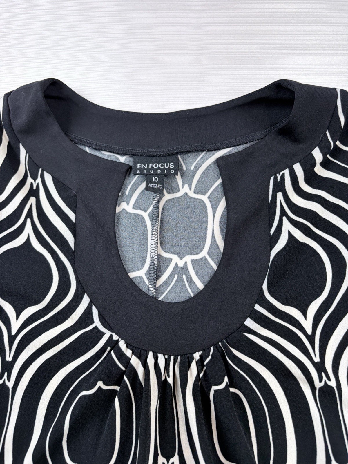 En Focus Studio Black and White Patterned Dress