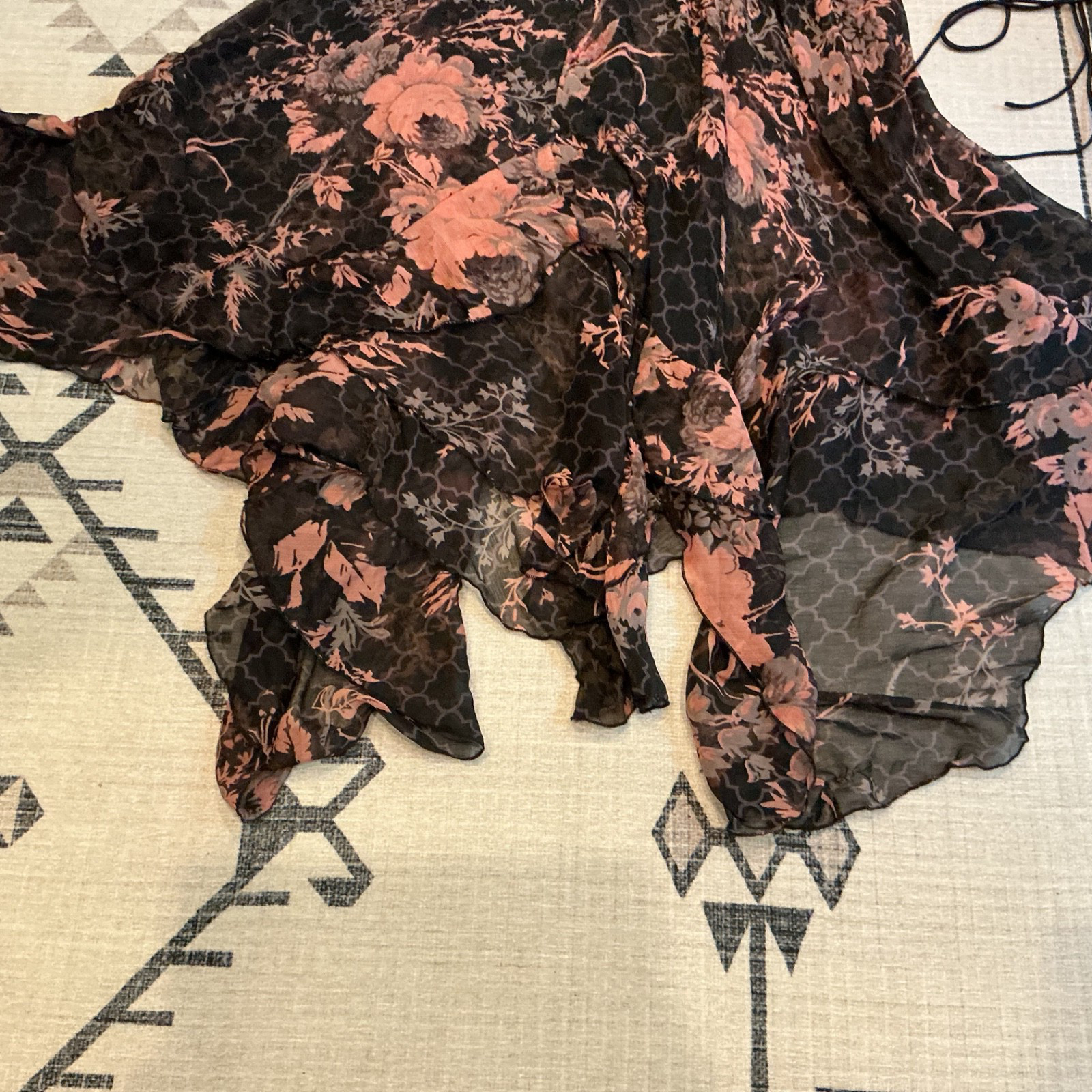 ASOS floral Gothic witchy Sheer ruffle sleeves embroidered edges Fairytale