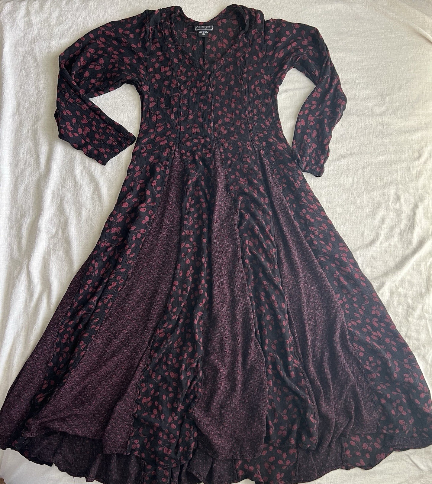 VTG Nostalgia Fairycore Whimsygoth Grunge Boho Cottage Dress Floral Rayon Small