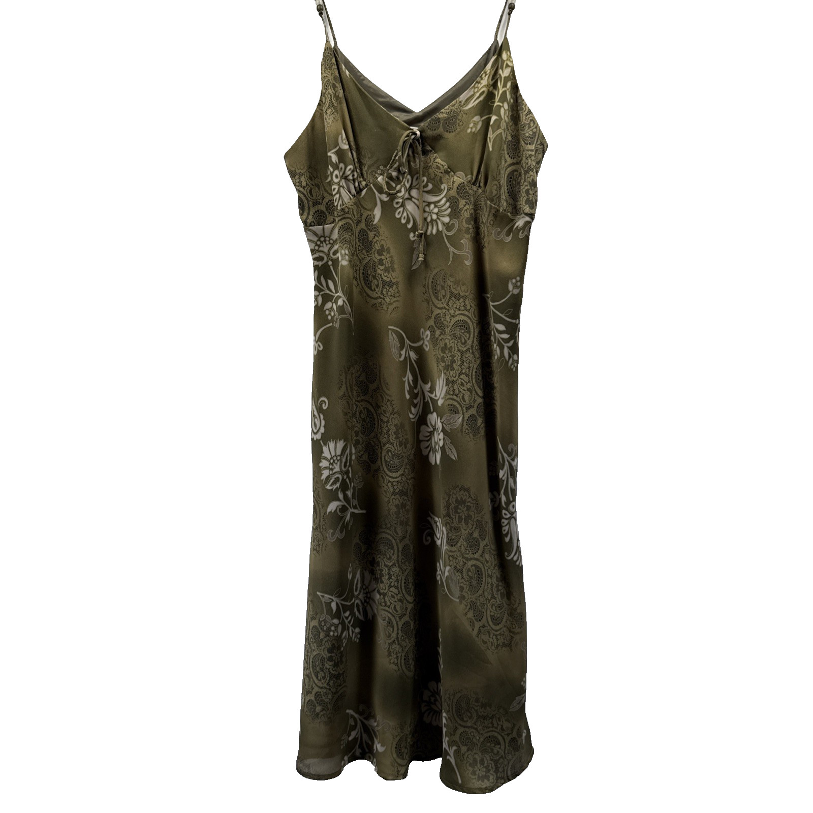 Kathie Lee Collection Women’s Babydoll Midi Dress Large 12 Dark Green Y2K Fairy