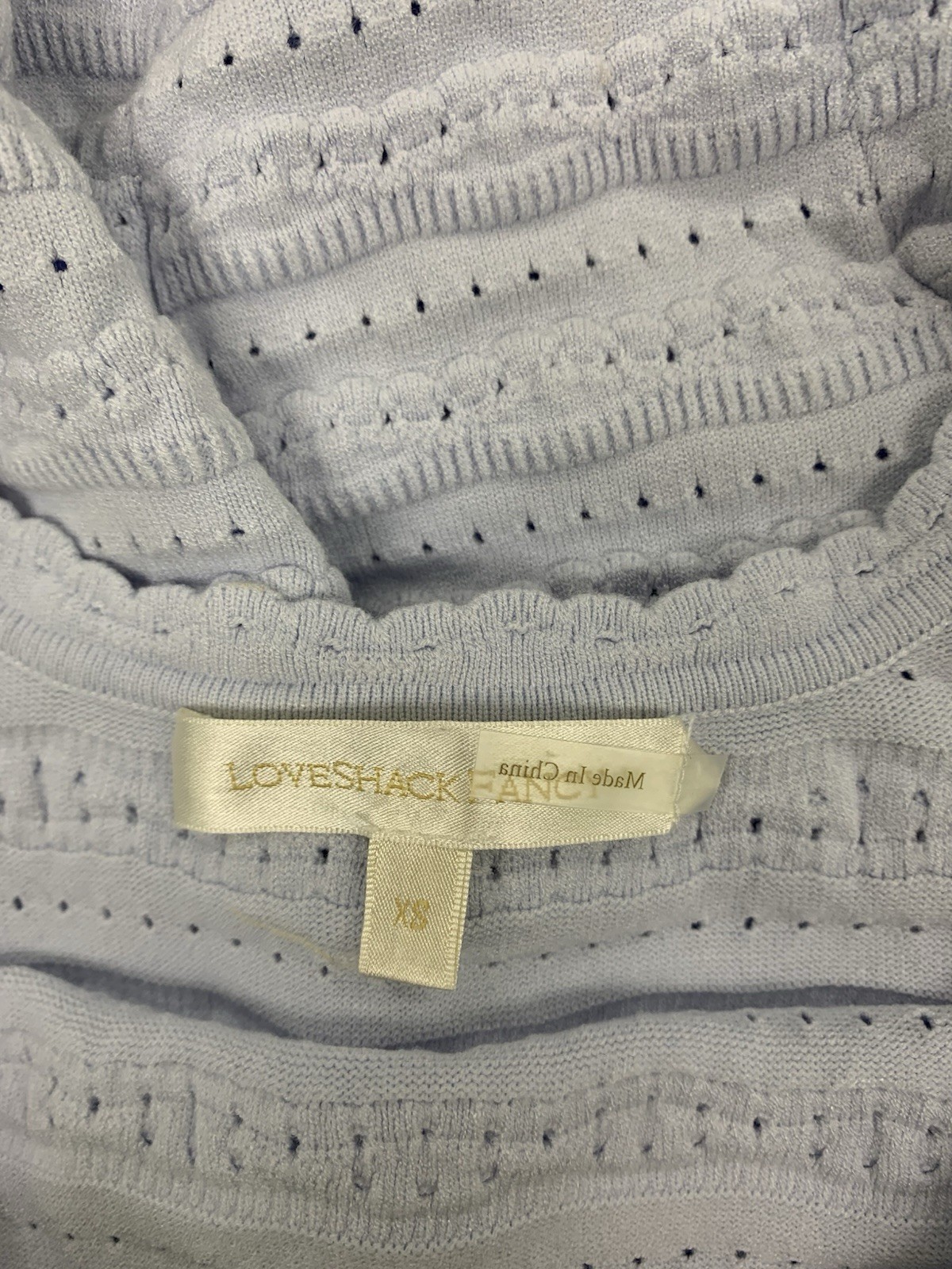LoveShackFancy Maryanne Open Knit Mini Dress Morning Sky Size X-Small Used Good