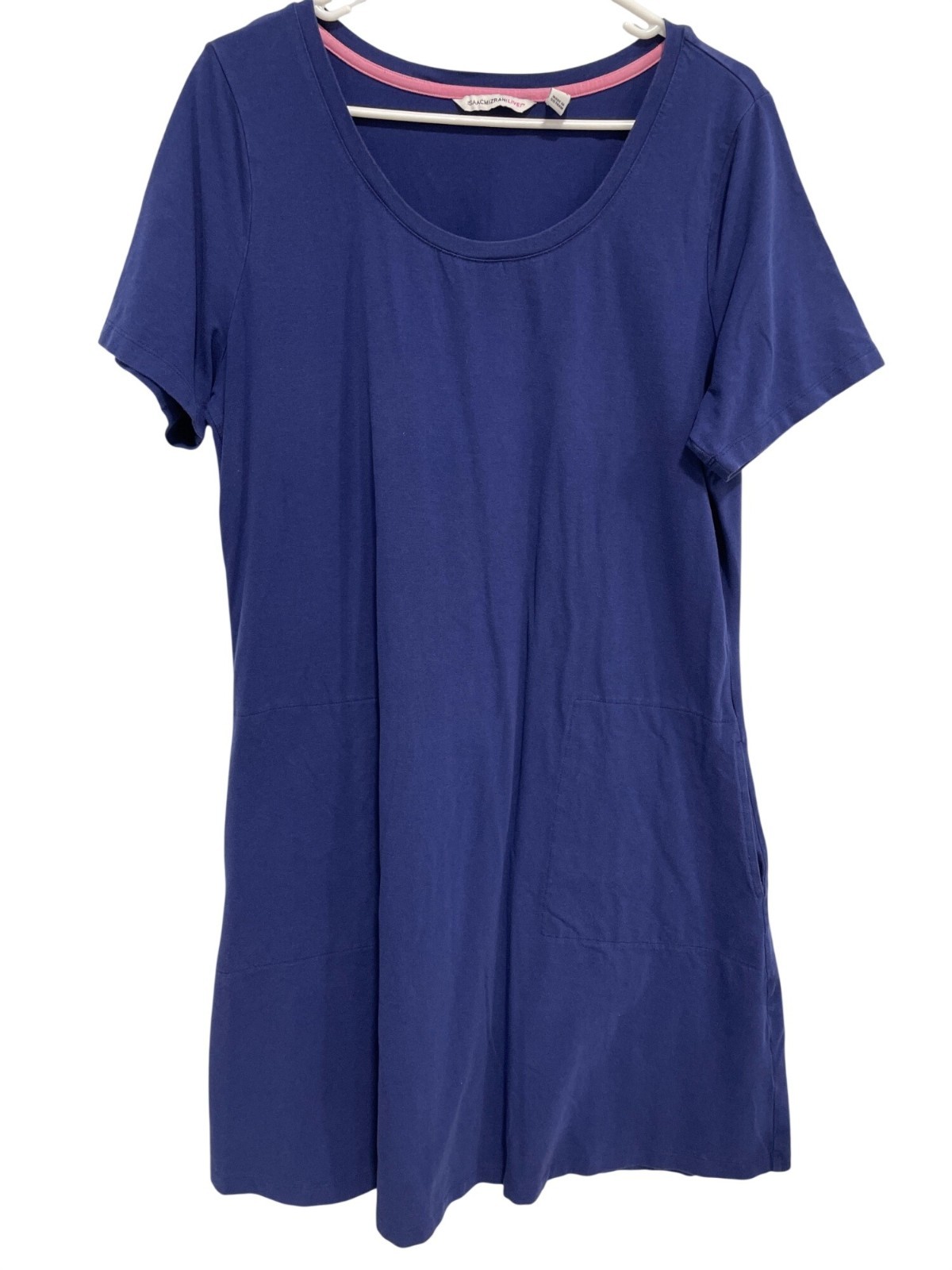 Isaac Mizrahi Live Swing Dress Size Medium Crewneck Short Sleeve Royal Navy Blue