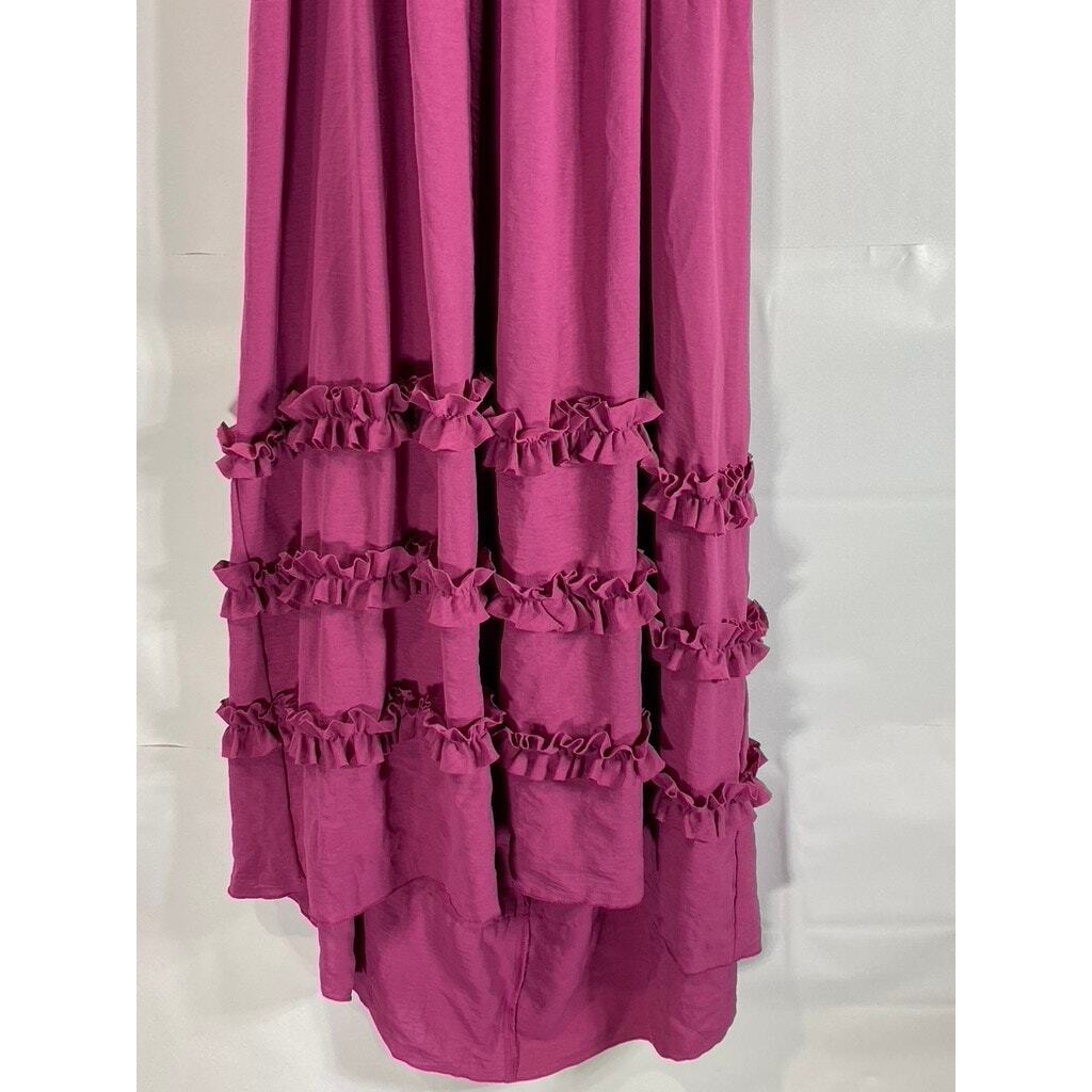 CIDER Women’s Violet Solid Shirred Smocked Bodice Halter Maxi Dress SZ M(US6)