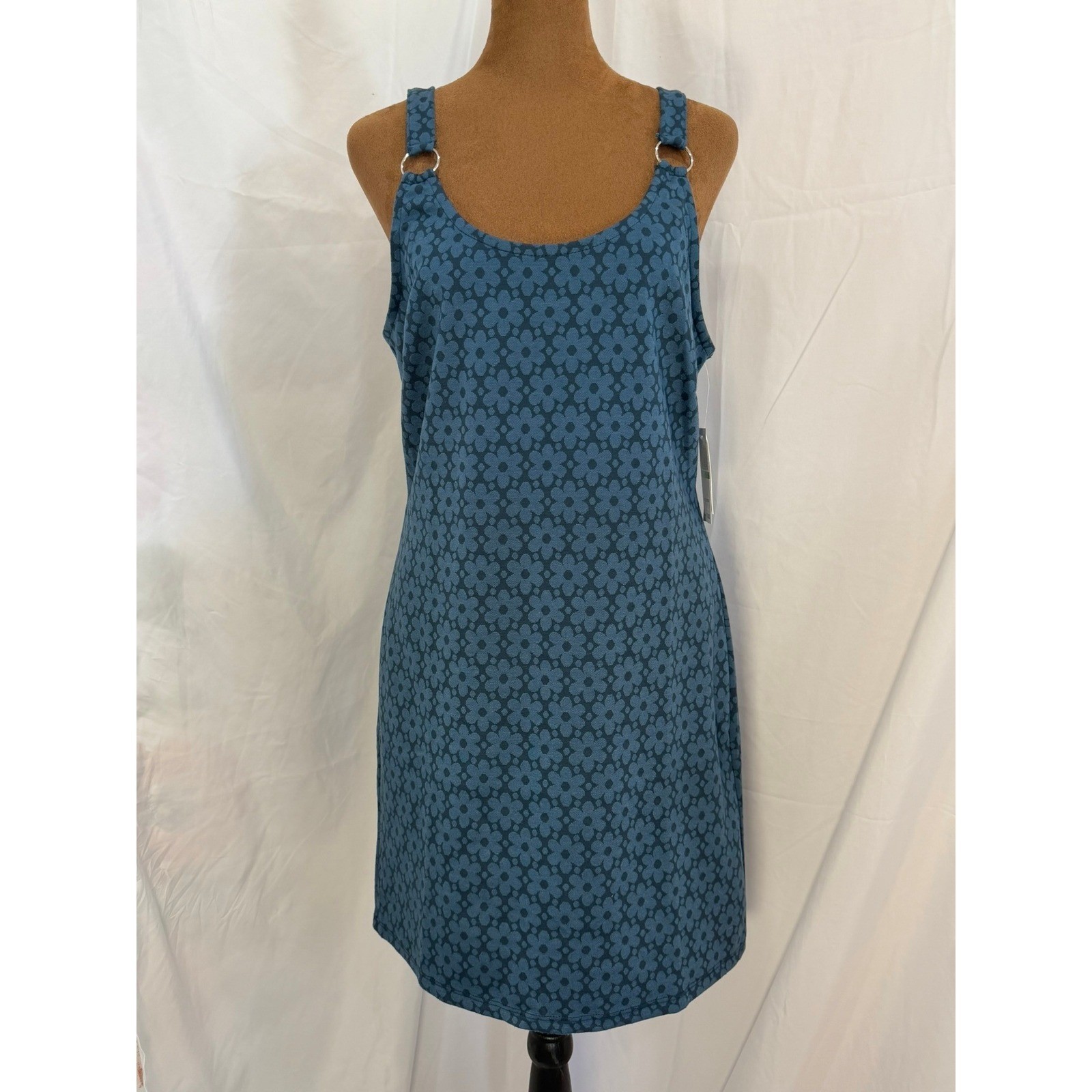 Hippie Rose Teal Floral Mini Dress O-Ring Straps Size L NWT