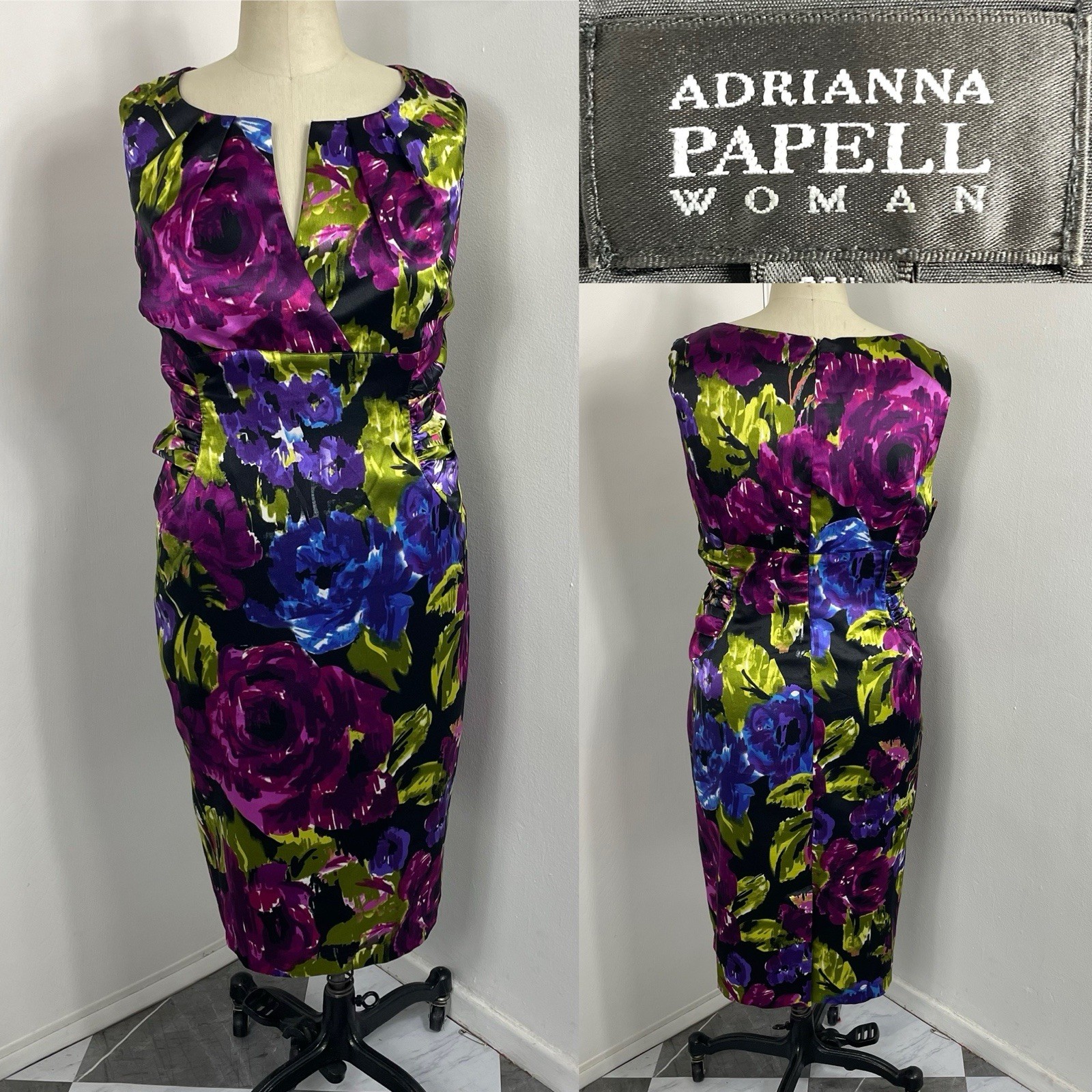 Adrianna Papell Plus Size 22 Multi Floral Dress Slight Stretch.