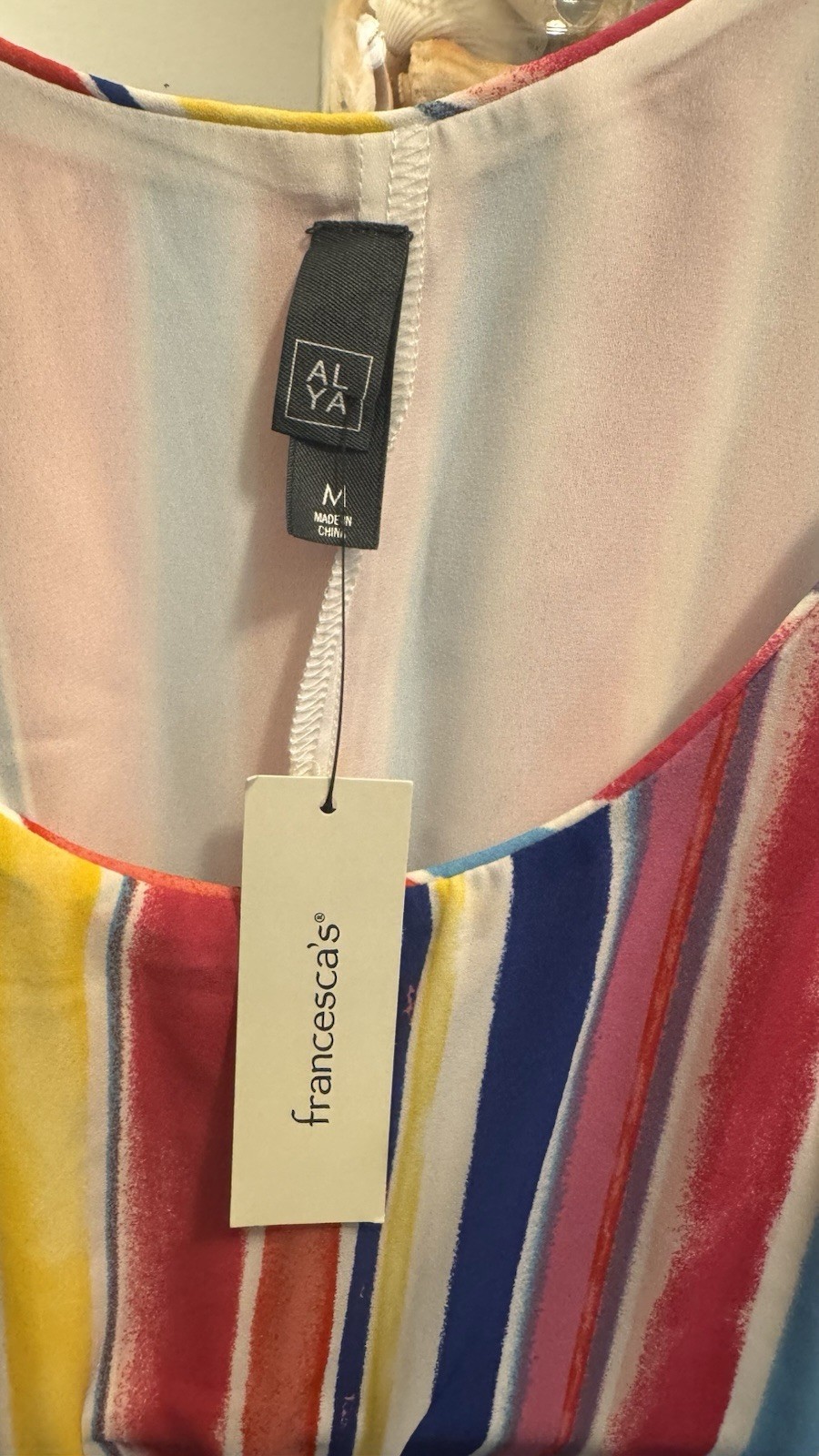 Rainbow Striped Dress Spaghetti Strap Size Medium NWT From Francesca’s Women’s