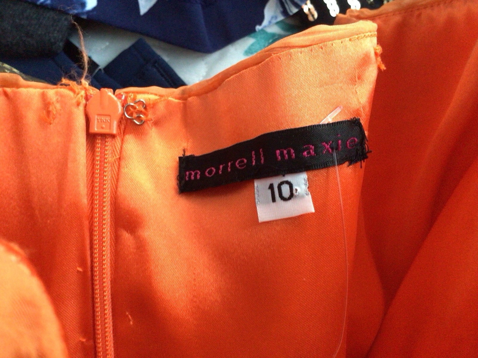 Morrell Maxie NWT’s Beaded Seashell Orange Sleeveless Maxi Silk Dress Sz. 10.