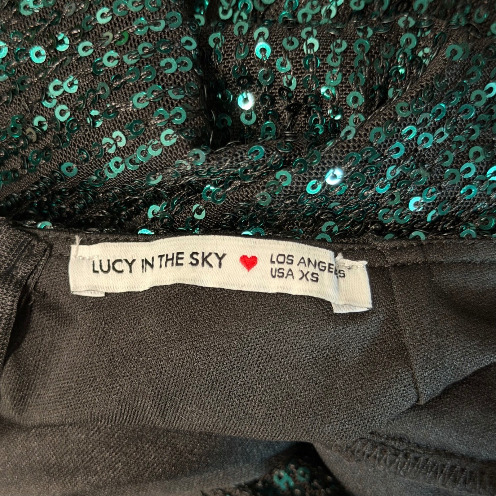 Lucy In The Sky Emerald Sequin Mini Dress XS Open Back Cowl Party Vegas Glam