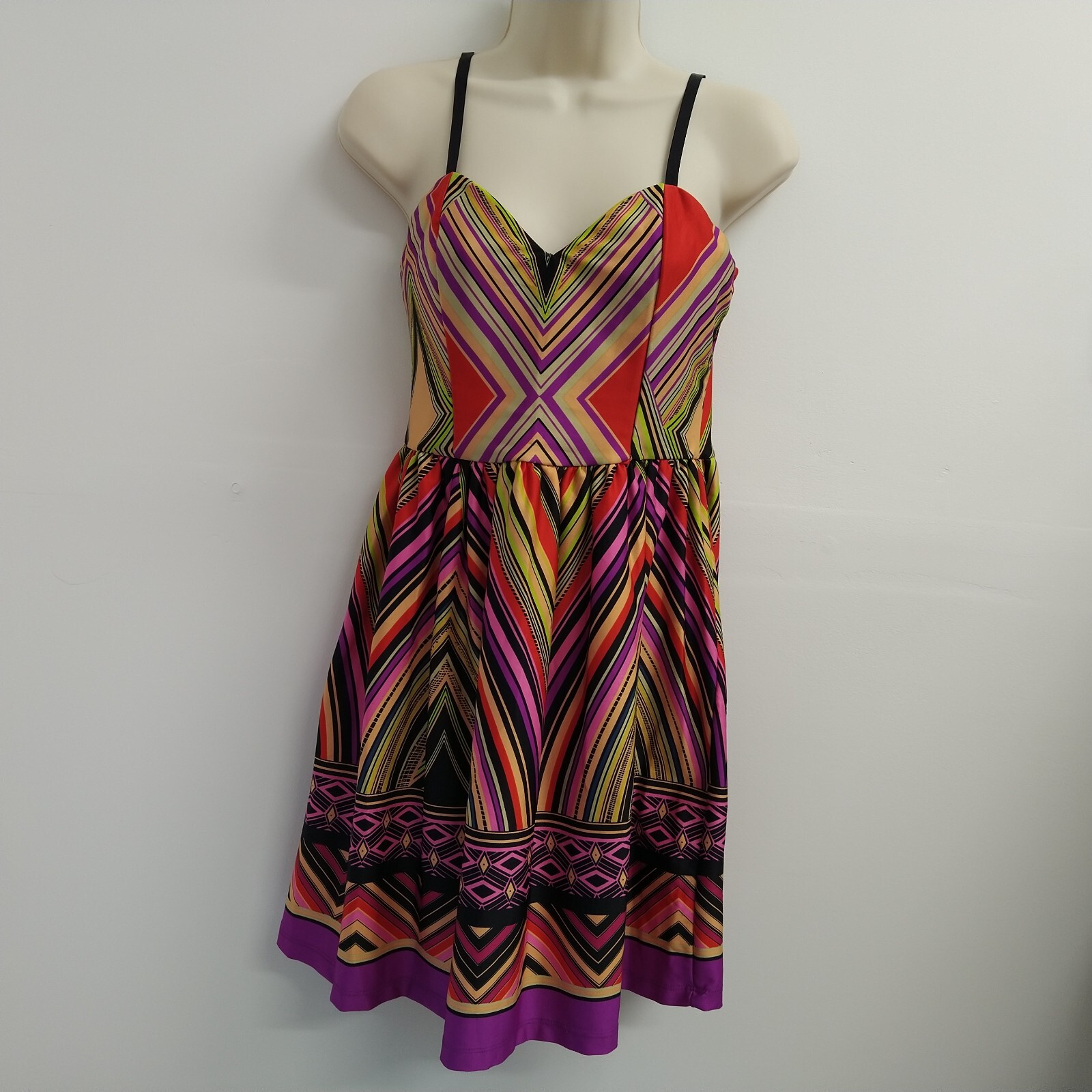 Bailey Blue Womens Sundress Size Medium Red Pink Yellow Sleeveless Fit Flare