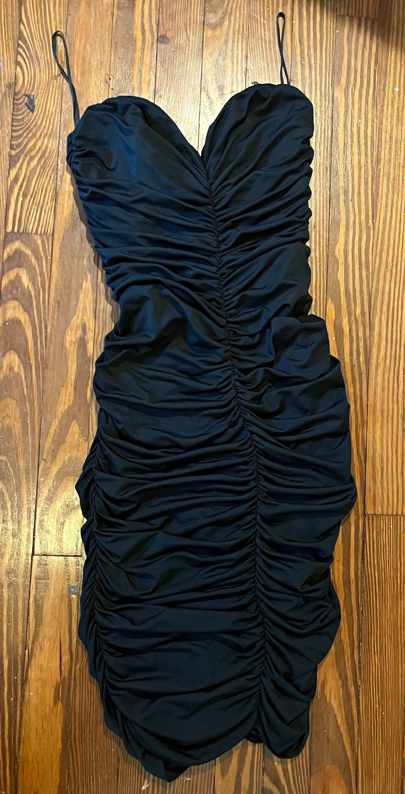 TLA by Eletra Black Sweetheart Ruched Spaghetti Strap Bodycon Mini Dress 9