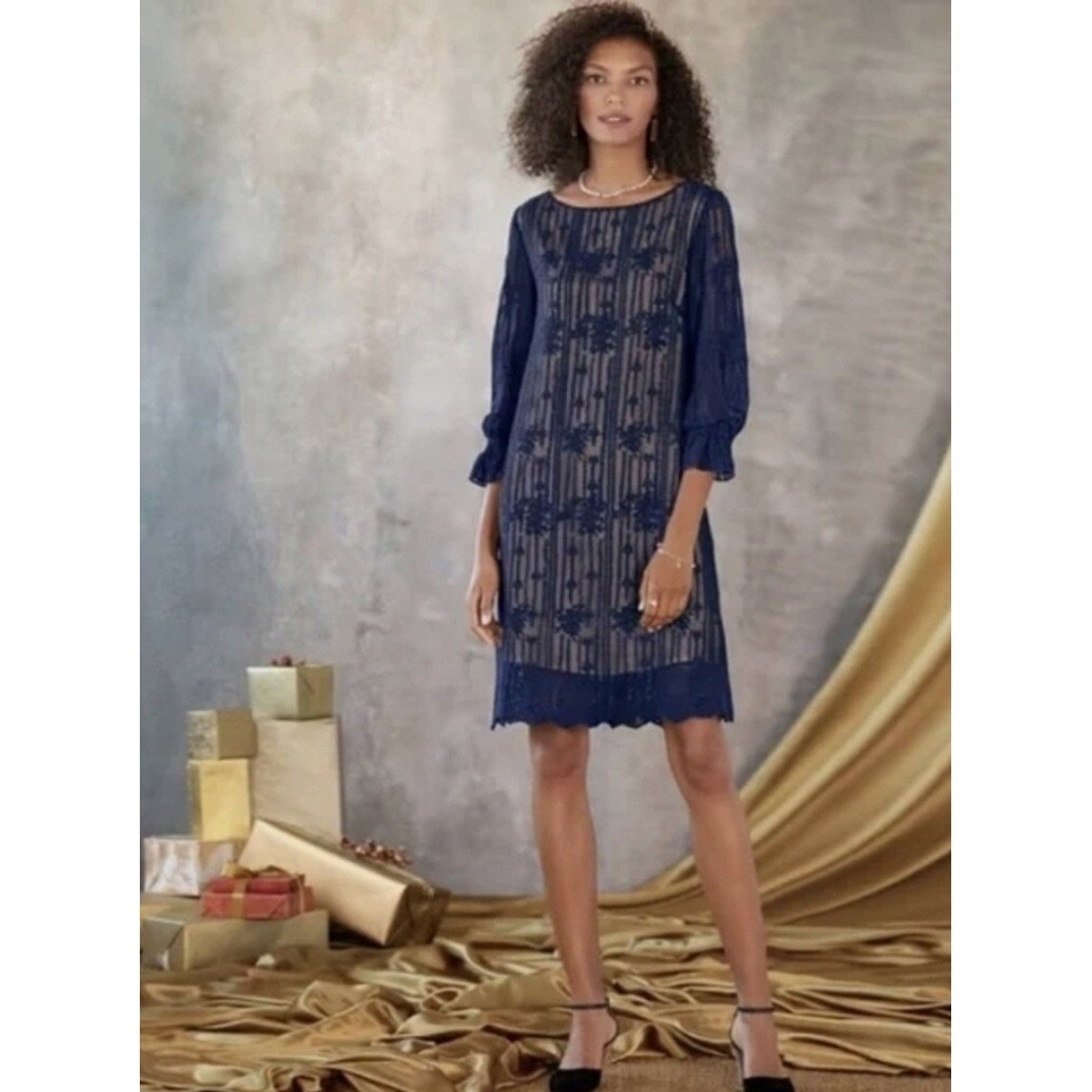 Sundance Catalog Emma Graceful Dress women’s Medium Blue whitchy whimisgoth