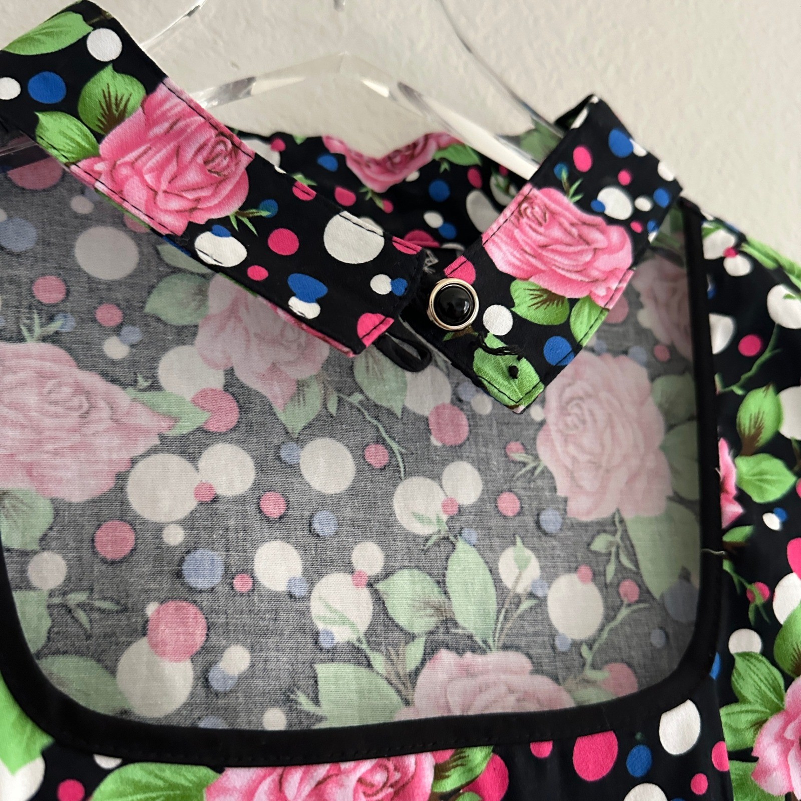 Hearts & Roses Fit & Flare Dress Size 12 Black Floral Polka Dot Rockabilly Tulle
