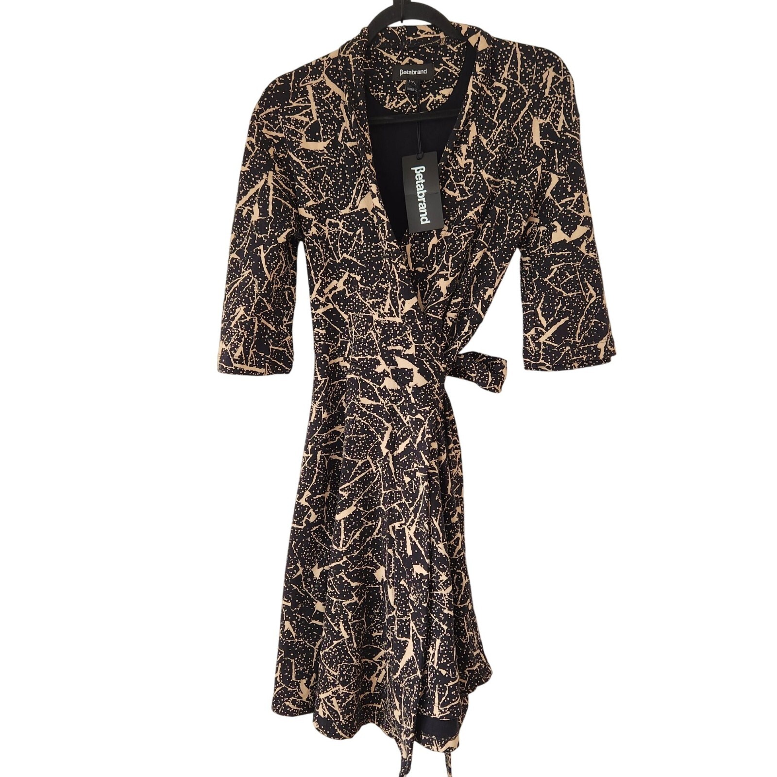 NWT Betabrand Ready to Go Kimono Black Wrap Dress Stretch Knit Women’s XS