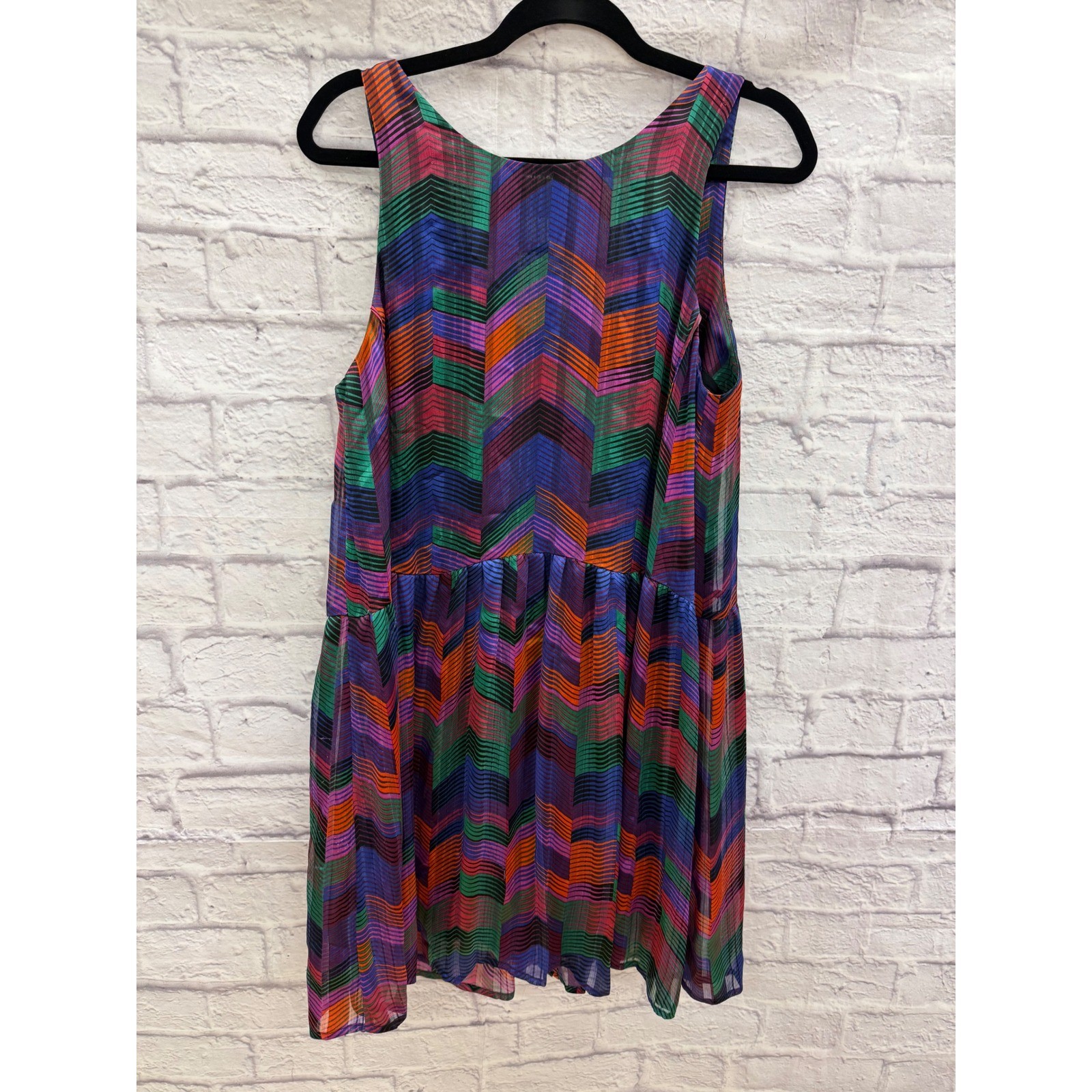 ba&sh Pistol Vert Chevron Stripe Tank Dress Sz 2 US M Multicolor Mini Boho