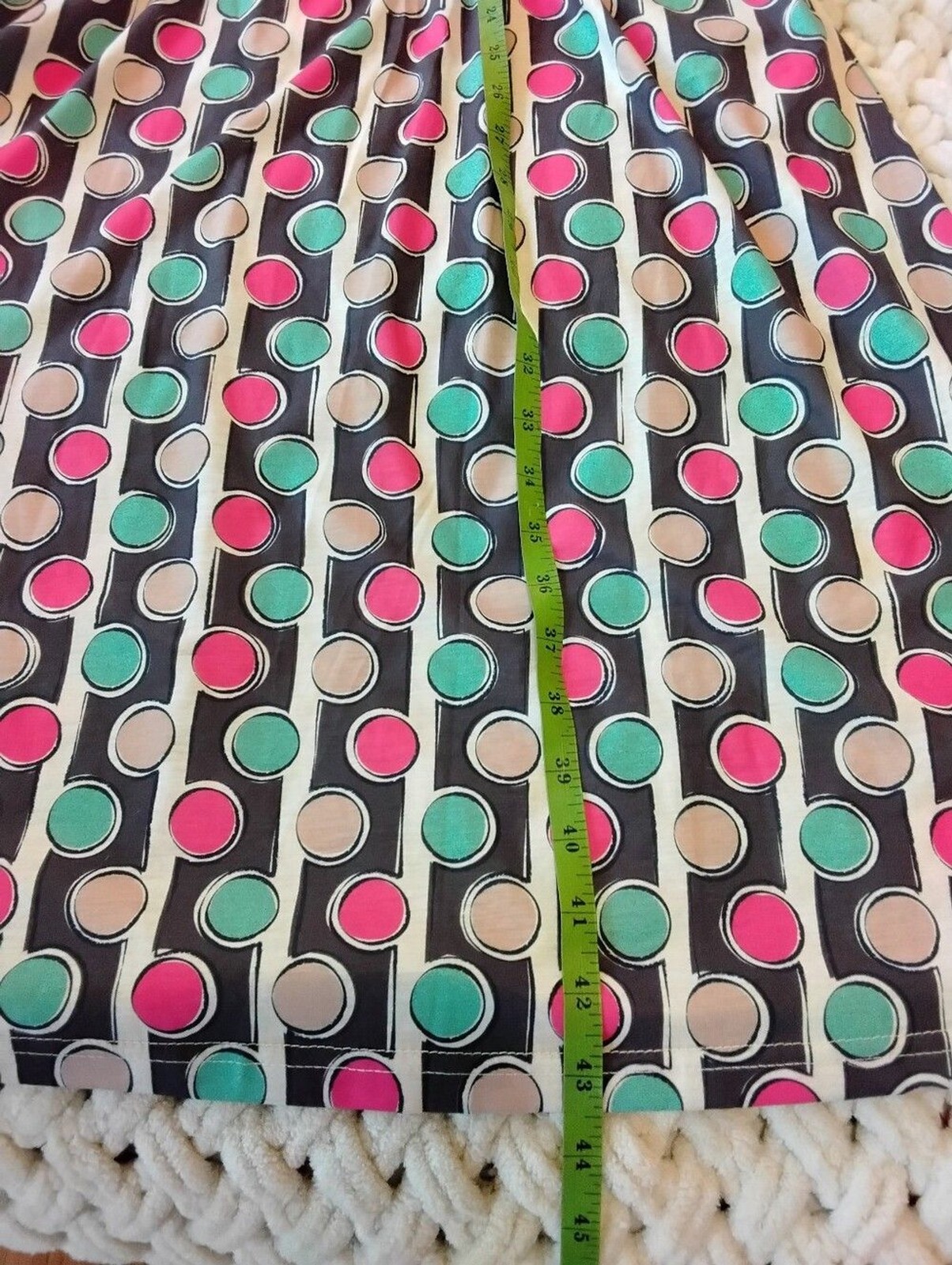 Kilig Colorful Polkadot & Stripes Bold Artistic Print Midi Dress Size Large