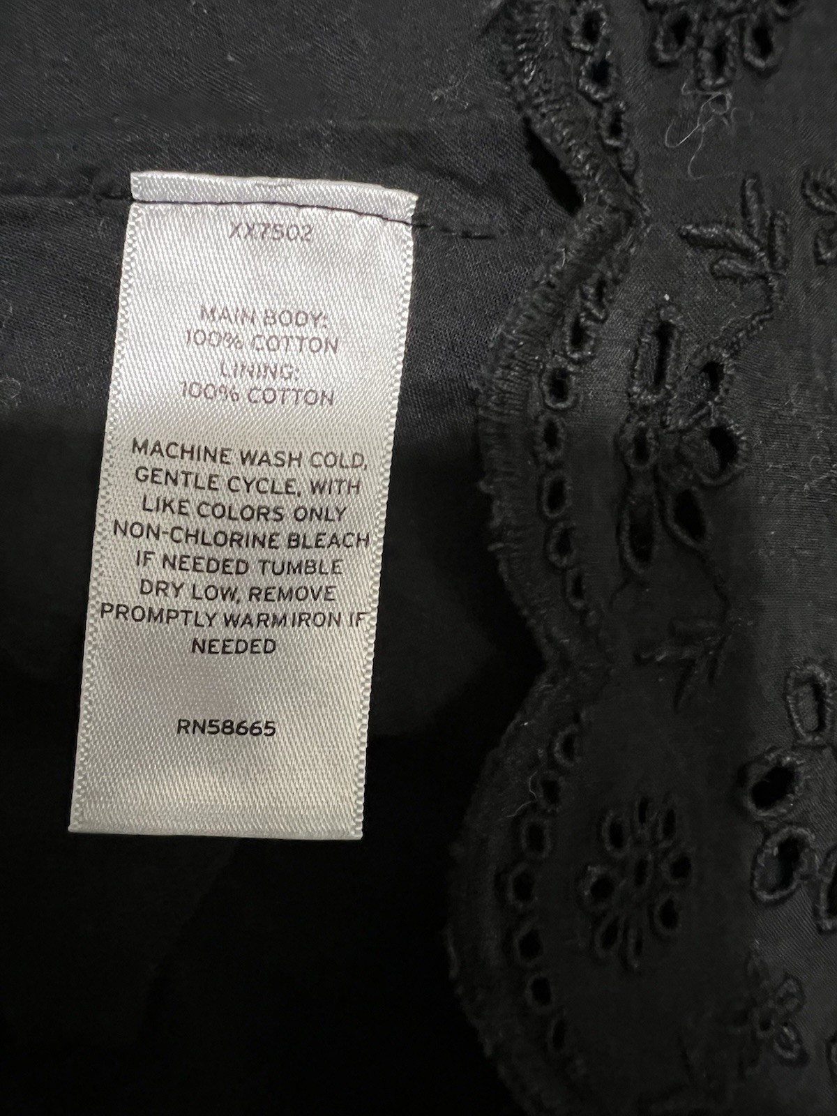Nordstrom BP 100% Cotton Black Maxi Sundress w Eyelet Hem and Ruffled Straps. S