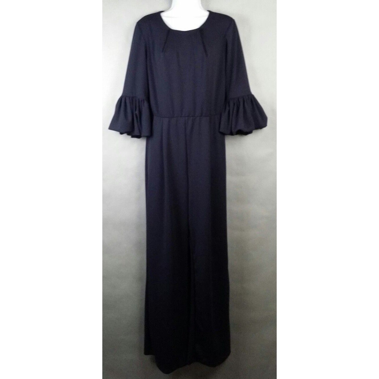 NWT NEW Marina Full Length Jumpsuit Size 8 – Navy Lined With Bell Sleeves