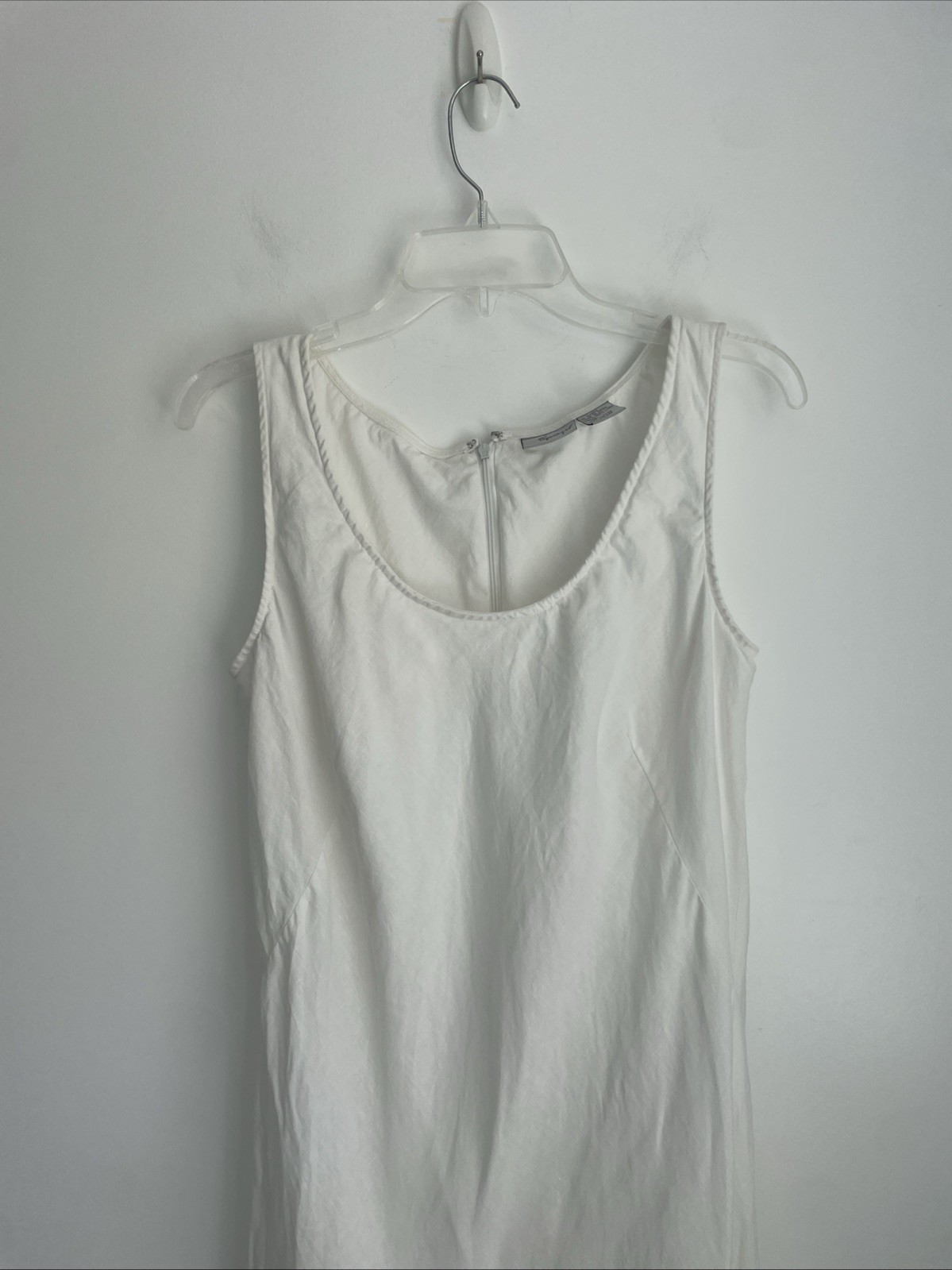 Spiegel White 100% Linen Scoop Neck Maxi Dress Sz 12 Cottagecore Minimalist