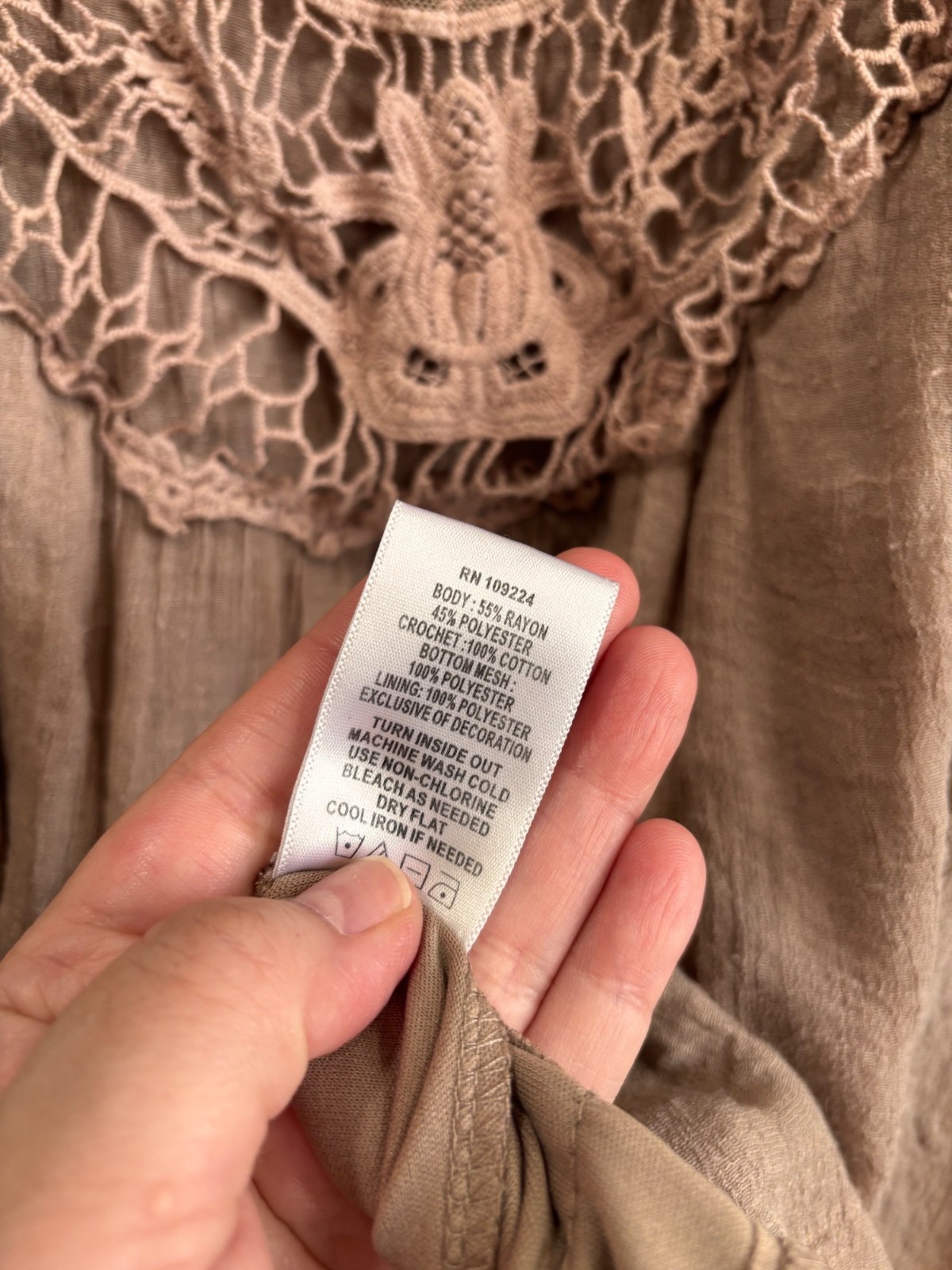 Indigo Soul XL Sleeveless Boho Tunic Dress With Crochet Lace Details Mauve Pink