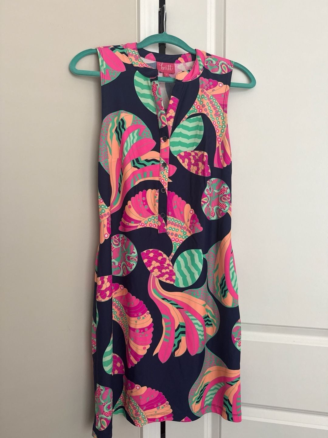 Britt Ryan Sleeveless Abstract Shell Print Shift Dress Size S