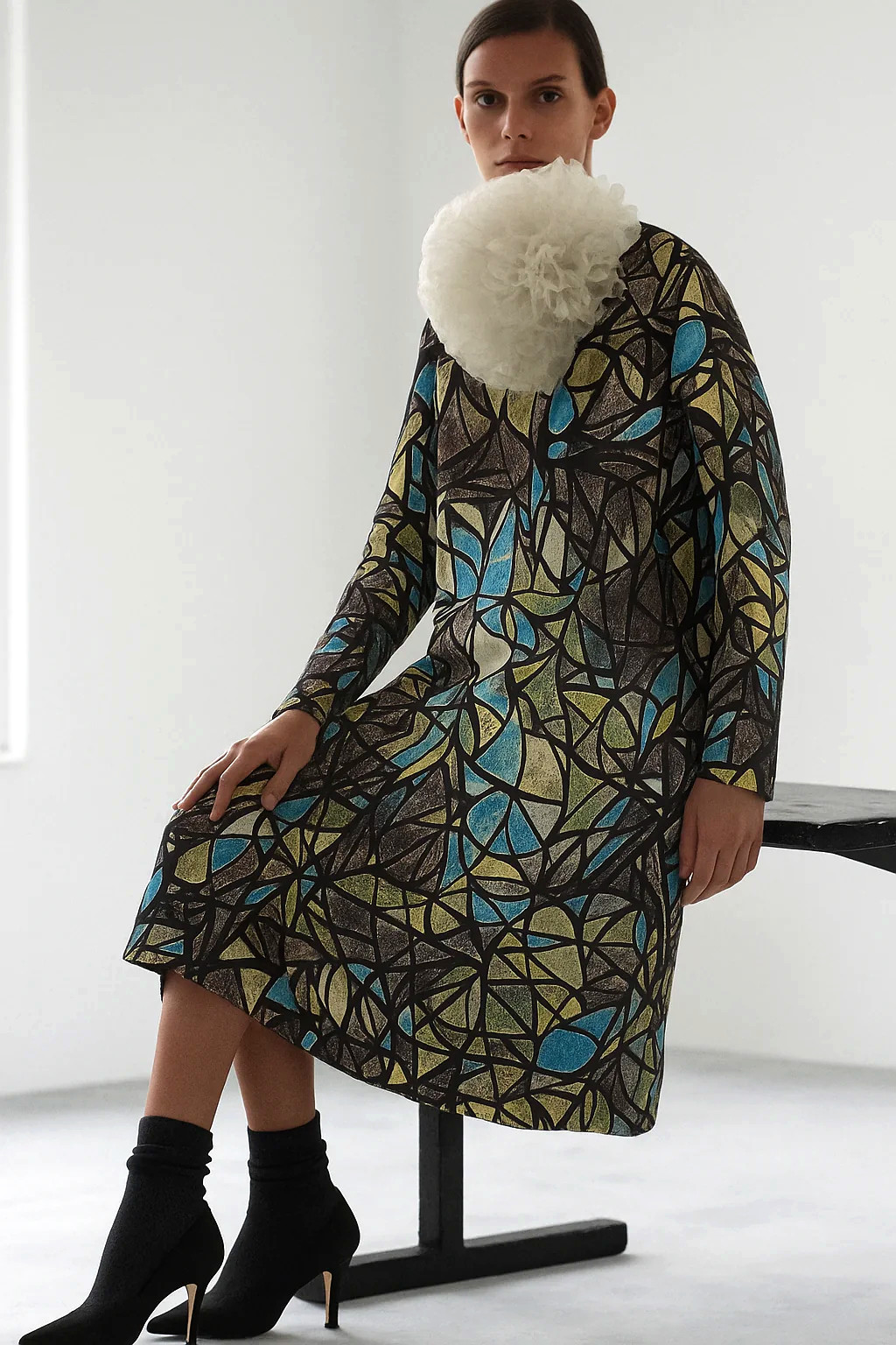 MARNI Abstract Cathedral Print Silk Wool Dress SIZE IT40 US8 M, Fall 2008 Runway