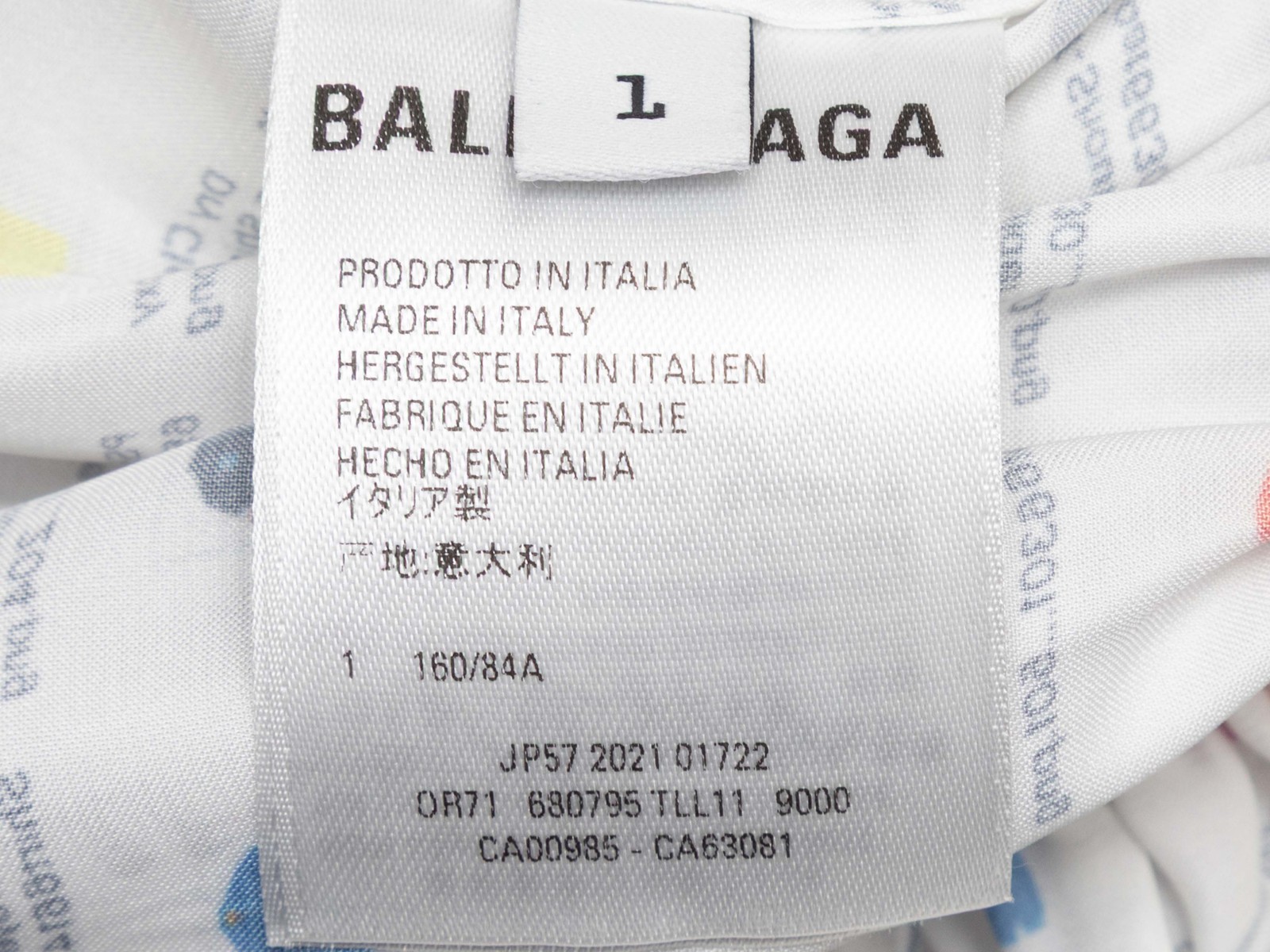 White & Multicolor Balenciaga Spring/Summer 2022 Allover Print Dress Size US L