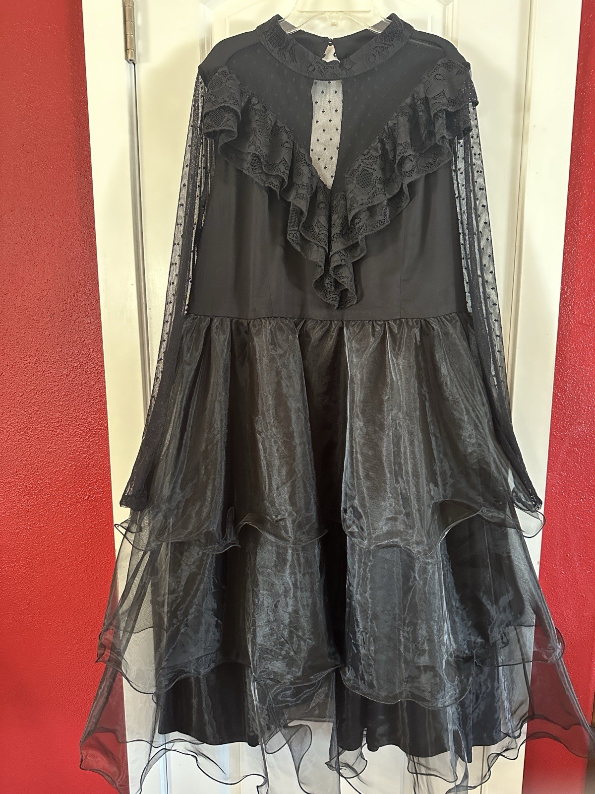 Torrid Black Tiered Mock Neck Midi Dress Size 2 NWOT Goth Fairy Romantic