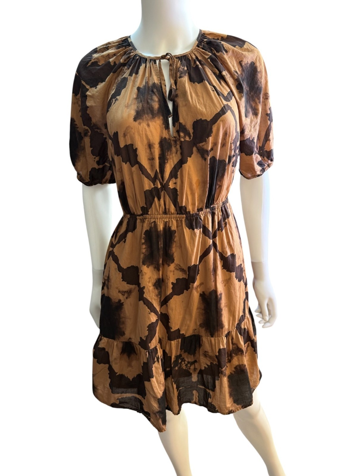 Rails Tigers Eye Amabella Dress S Brown Black Tie-Dye Cotton Elastic Waist EUC