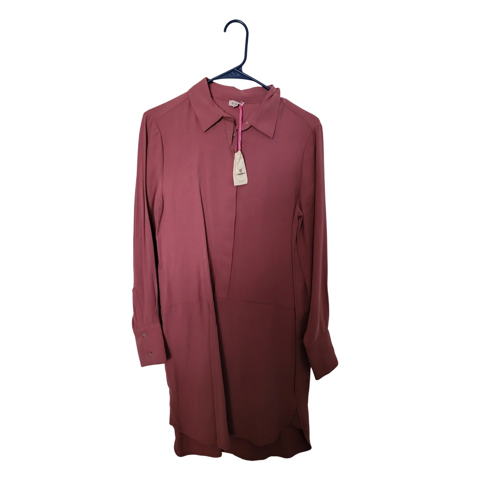 Cremieux Shirt Dress Womens XS Mauve Pink Long Sleeve Hidden Button Twill Tunic