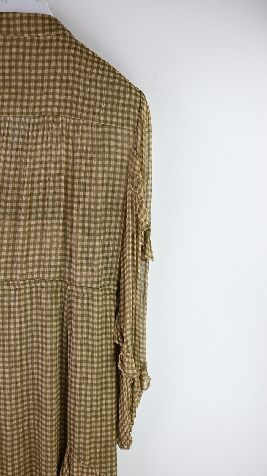 Shona Joy “Eleonora”drawstring Frill midi dress in Olive size UK12