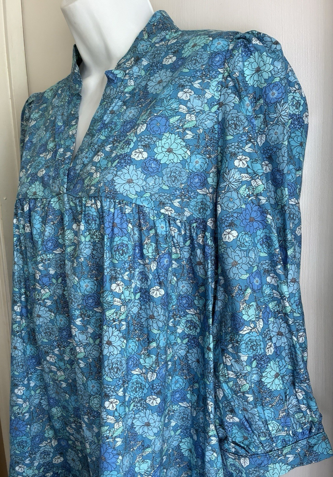 Tuckernuck Beverly Drive Blue Floral Cotton Mini Day Dress Shift XS