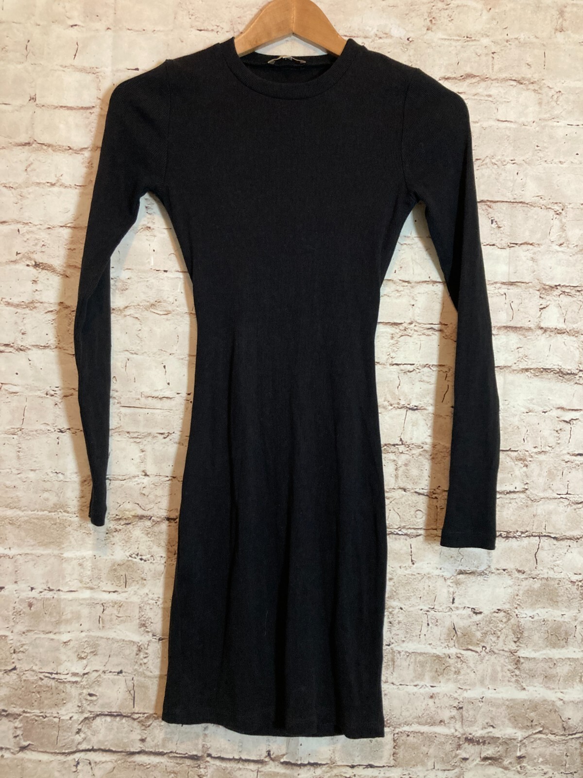 Bordeaux Dress Womens XS Black Bodycon Cutout Open Back Ribbed Stretch Cotton