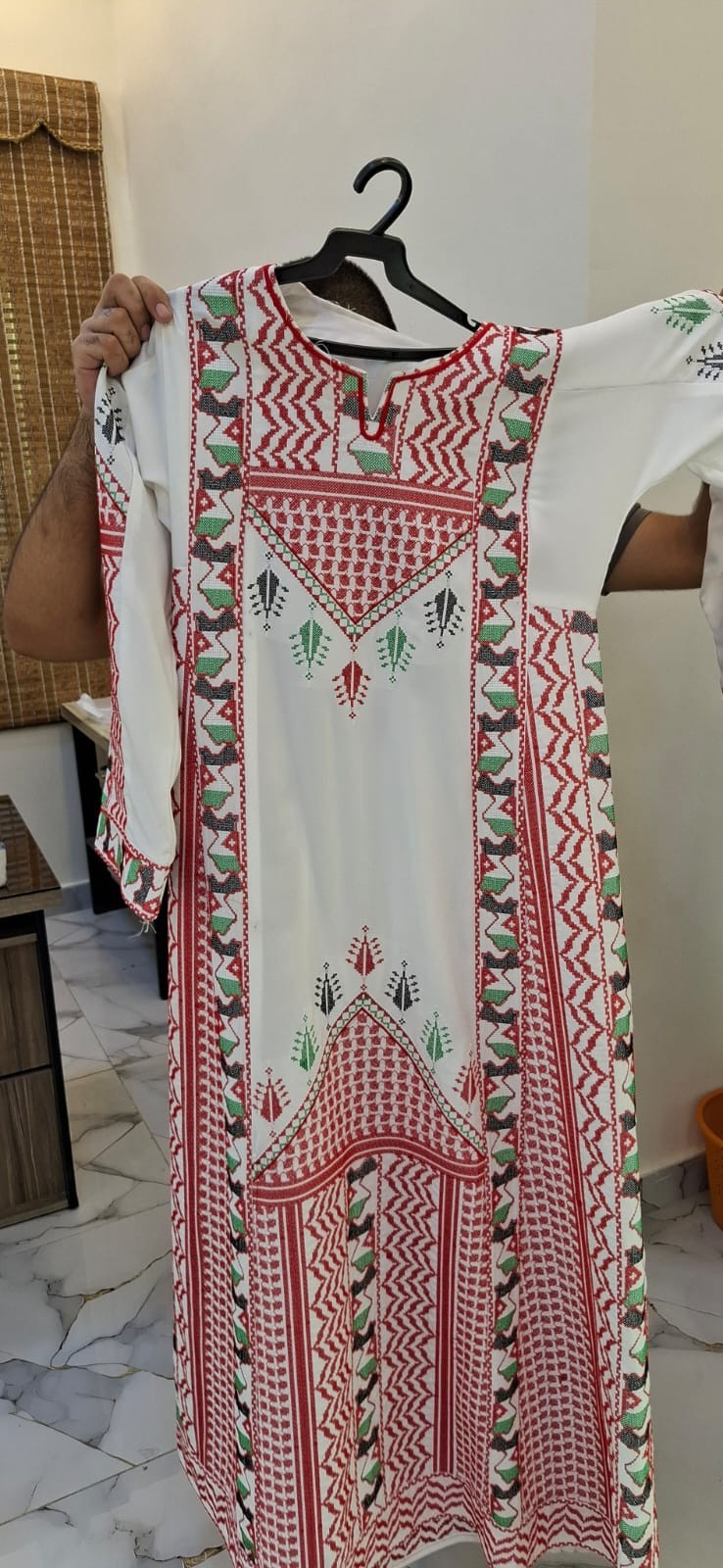 Authentic Palestinian Thobe – Machine Embroidered Tatreez Dress