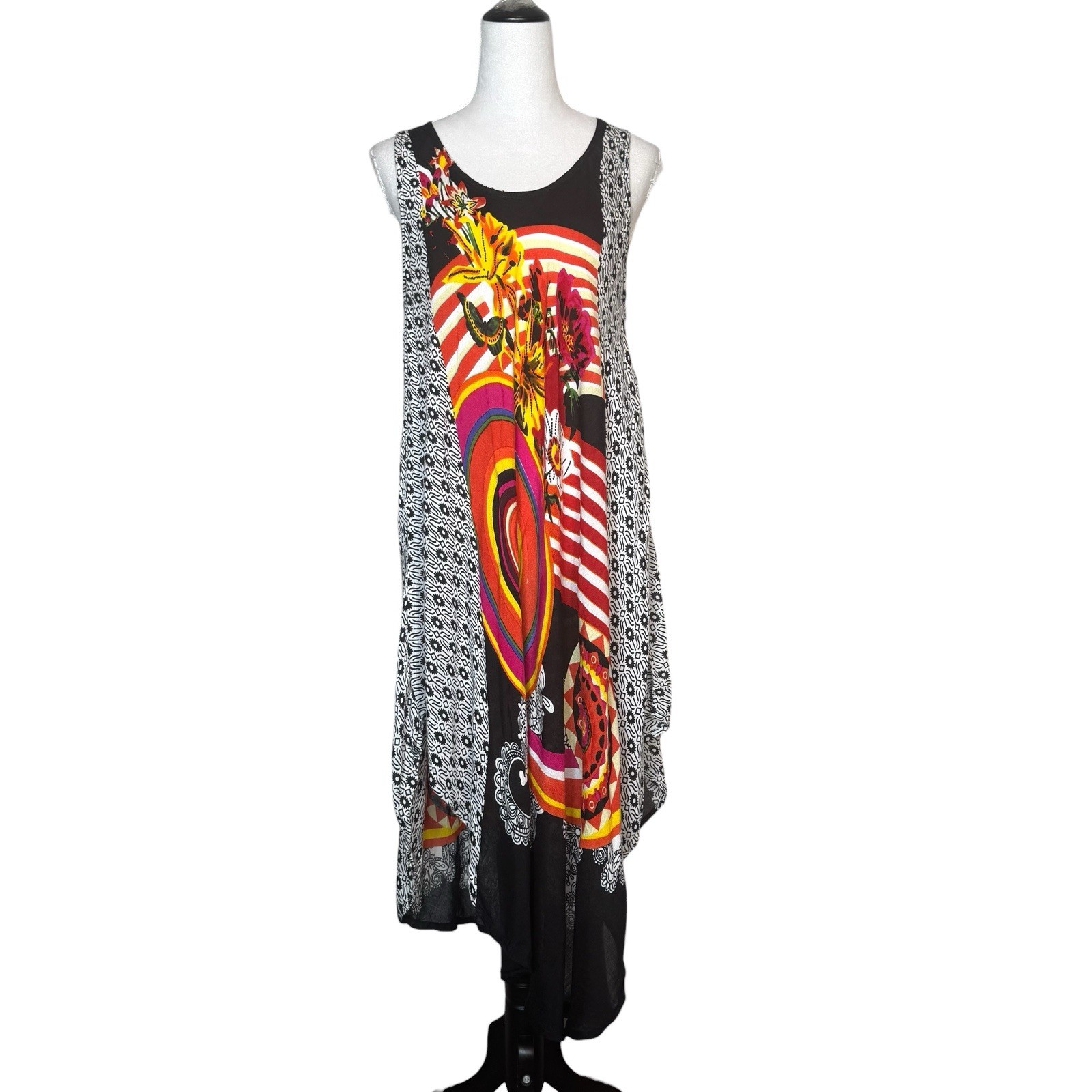 VTG Y2K Jessica Taylor Asymmetric Tank Dress OS Plus Artsy Fairy Boho Lagenlook