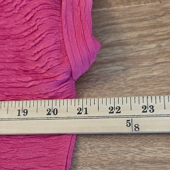 Evaless Magenta Large Textured Tunic Dress Short Sleeve Casual Shift Mini