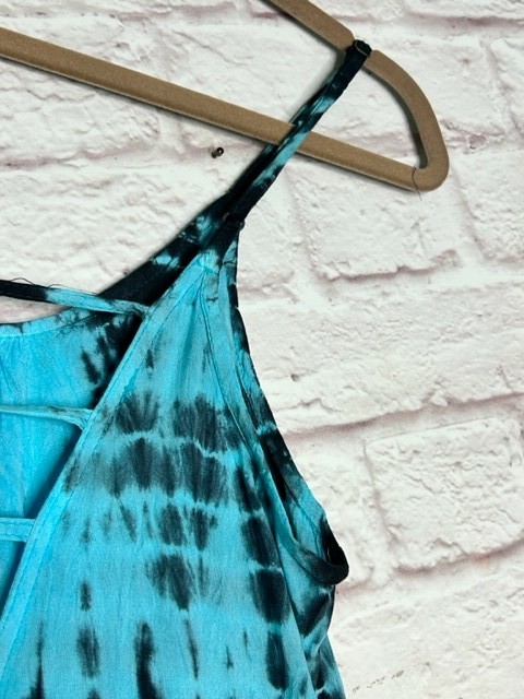 Small/Medium New Tie Dye Gray Black Aqua Blue Gauze Slip Dress Beach Cover 50$