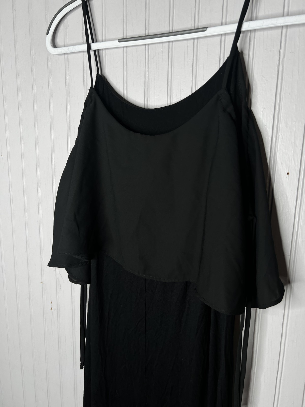 Green Envelope Casual Couture Dress Womens Large Black Ruffle Maxi Made USA