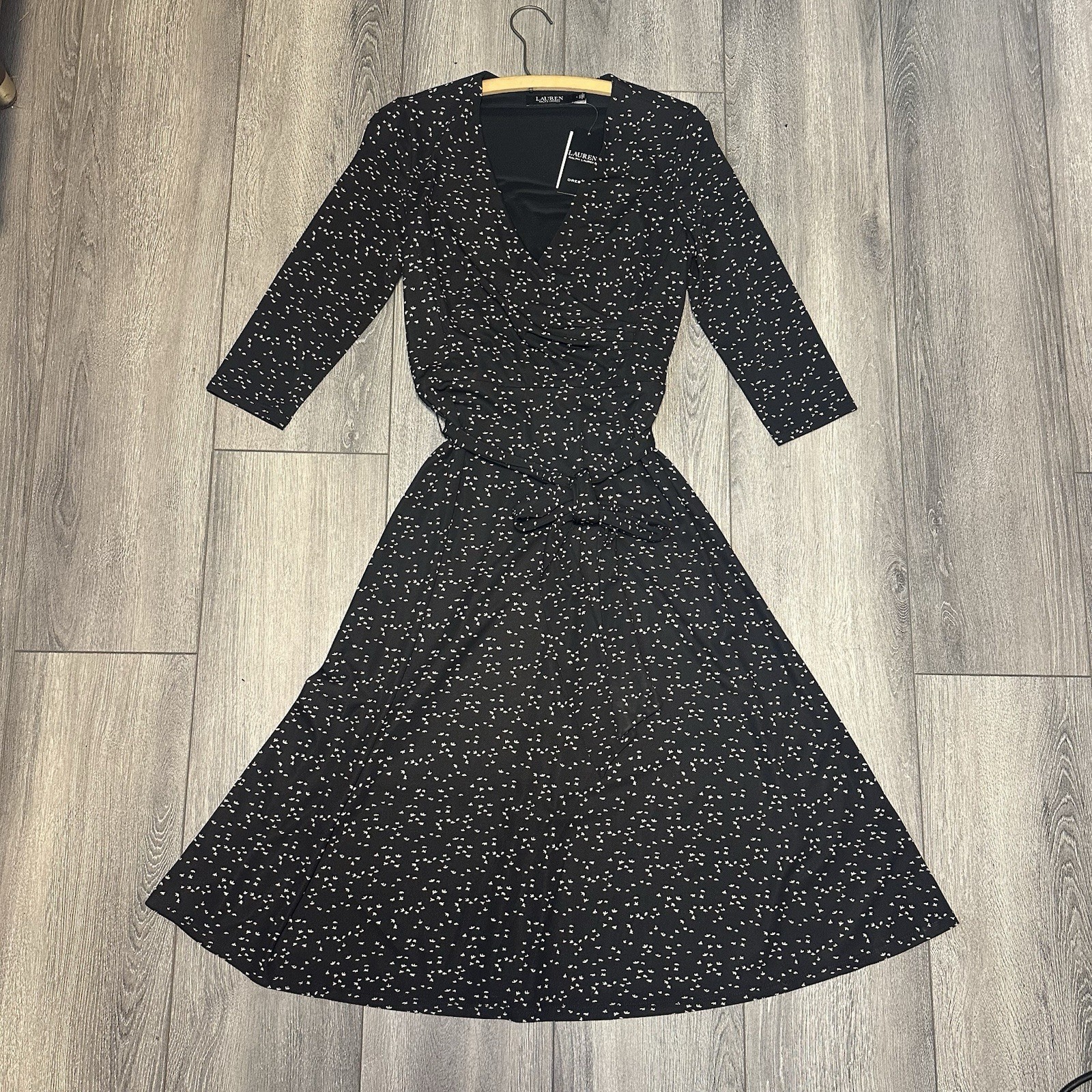 Lauren Ralph Lauren Dress Womens Size 4 Black Birds All Over Print New NWT