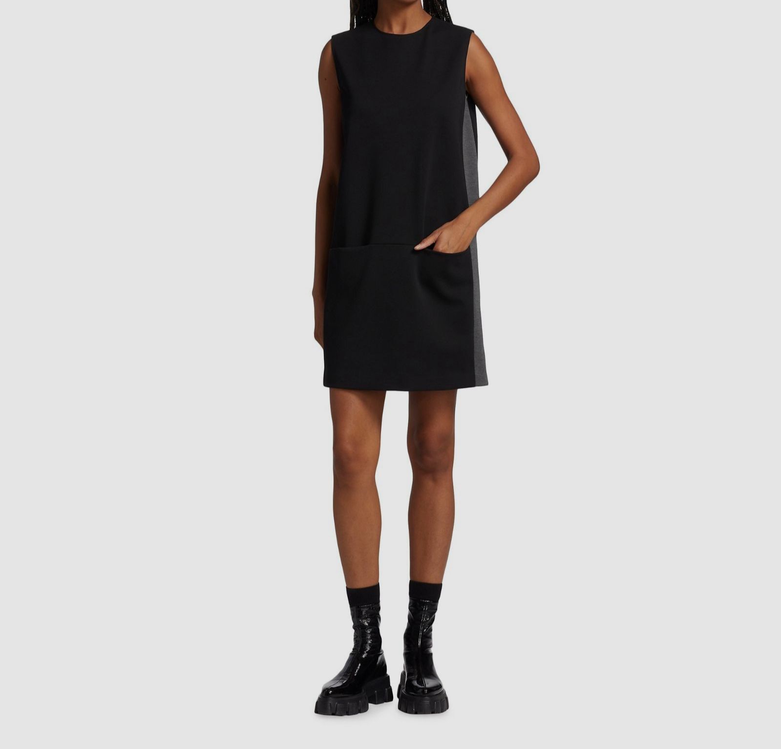 $325 ATM Anthony Thomas Melillo Women’s Black Striped Woven Shift Dress Size M