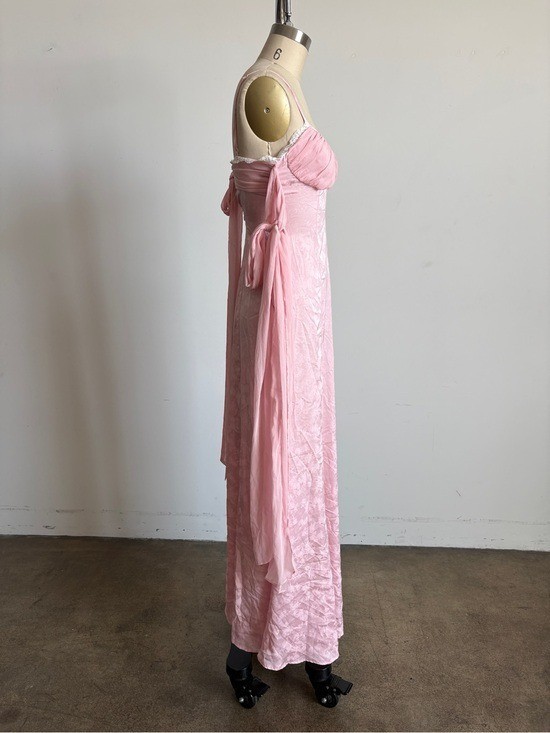 $489 NWT For Love And Lemons “Sheila” Chiffon Maxi Gown in Pink #2 Sz X-Small