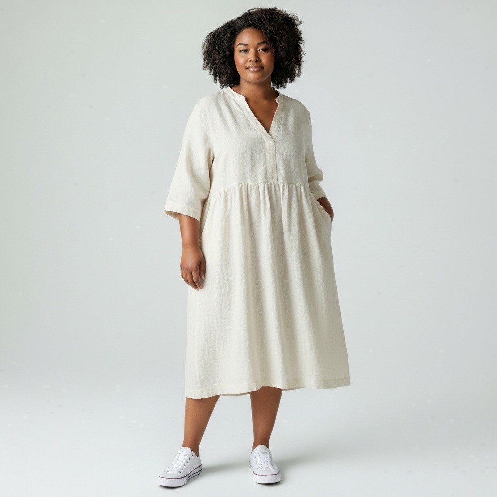 SeaSalt Cornwall Draw Kiln Dress Size 22/24 White 100% Linen Summer Beach