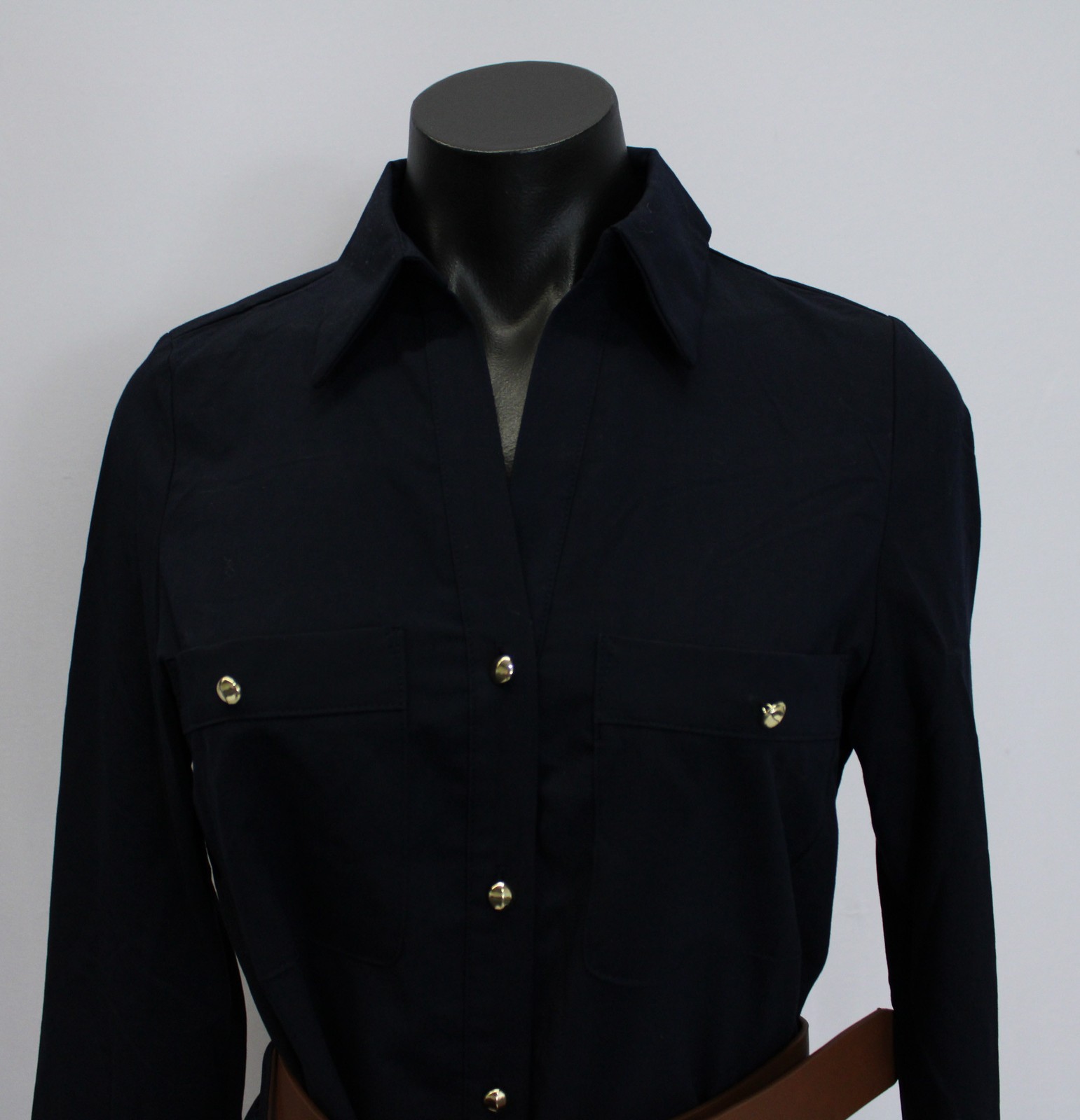 Vici Women’s Santos Belted Unlined Lightweight Midi Shirt Dress CD4 Navy Size XS