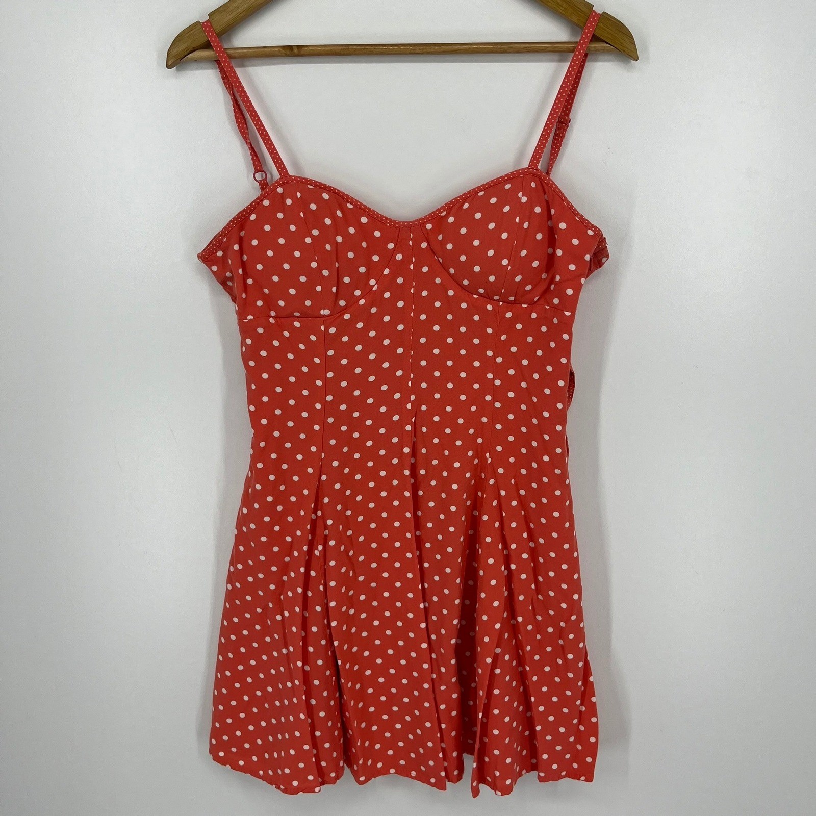 American Eagle Outfitters Red Polka Dot Mini Dress Womens Medium Sweetheart