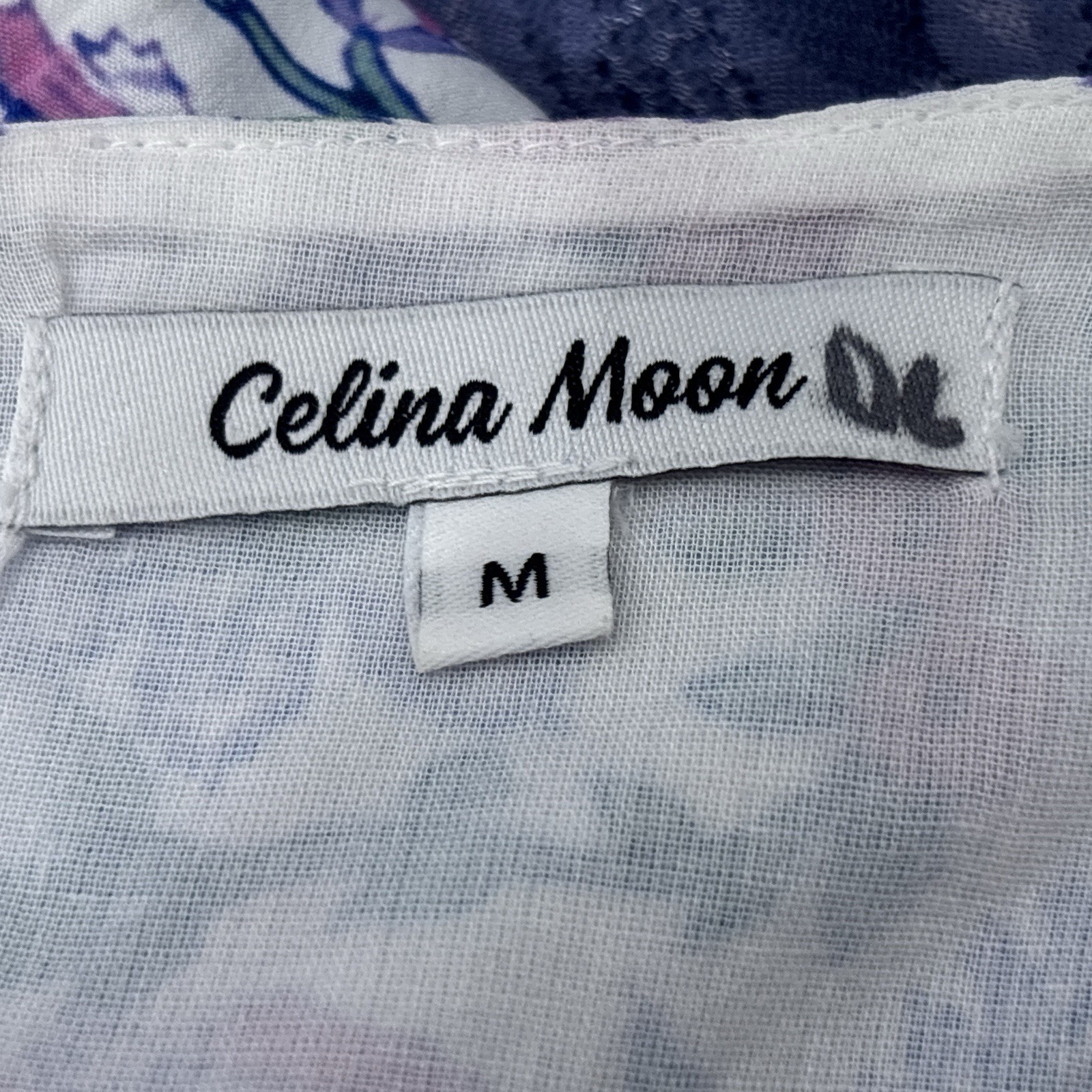 Celina Moon Dress Medium Purple Floral Boho Ruffle Tiered Cottagecore Coquette